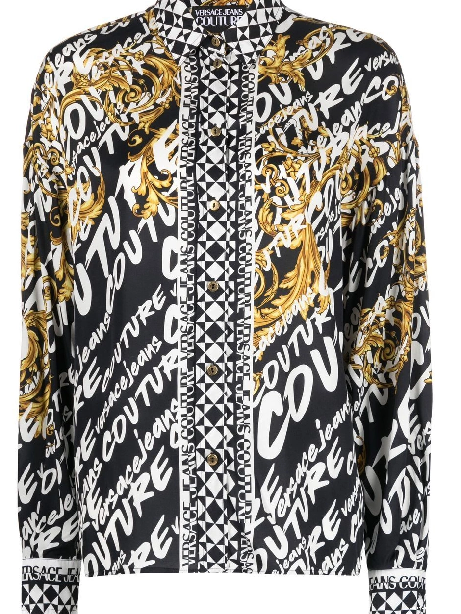 Cheap Couture Women long-sleeve Jeans Versace logo-print shirt brushed 0806